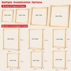 Gylreus 16 Pcs 4 Sets Stretcher Bars for Needlework Wooden Canvas Stretcher Bars 10 Different Size Combinations Embroidery Stretcher Bars for Cross Stitch Frame Set with Thumbtack and Remover Tool