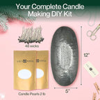 LILY LADUE 2lb/32OZ Pearled Candles Sand and Wicks with Silver Bowl - White Unscented Plant-Based Pearl Sand Wax with 48 Wicks, Gift-Ready DIY Candle Making Kit with Reusable Powder Wax Beads