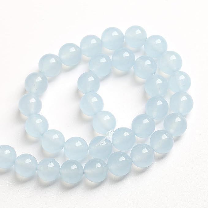 8MM 46PCS Natural Stone Light Blue Chalcedony Loose Beads for Jewelry Making DIY Bracelet Necklace