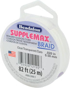 Beadalon SuppleMax Braid Illusion Beading Cord, 0.50 mm / 0.020 in, Clear Braided Monofilament, 25 m / 82 ft