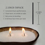 50-Pack Pearled Candle Cotton Wicks for Sand Candles Making - 2 Inch MANNYCOM Metal-Free and Lead-Free Refill Sand Wax Wick for Making DIY (Black)