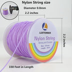 0.8mm Nylon String, Strong Bracelet String, Durable Nylon Cord for Jewelry Making, Bracelets, Beading, Necklaces, Rattail Braiding, Kumihimo, Wind Chimes, Blinds and Handicrafts