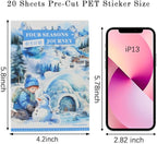 Winter Pre-Cut Journal Sticker Book for Junk Journaling, Transparent PET White Snow Landscape Stickers for Scrapbook Supplies, Scrapbooking, Collage, Planners, Bujo, 20 Sheets