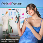 Pink Power Electric Fabric Scissors for Crafts, Sewing, Cardboard, Carpet & Scrapbooking - Heavy Duty Cutting Tool, Automatic Cordless Electric Scissors Fabric Cutter & Rotary Cutter Set (Aqua Splash)