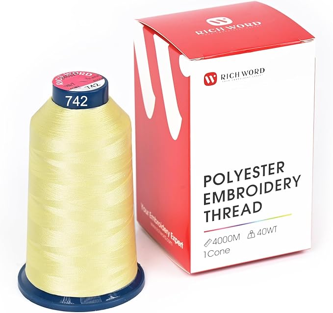 Richword Selected Yellow Embroidery Thread 4000M(4374Y) 40WT Polyester Thread 100 Colors Selected for Commercial Multi Needles and Single Needle Embroidery Machine 0742