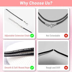 Necklace Cord, Paxcoo 50Pcs Necklace String Rope with Clasp, 24 Inch Waxed Cotton Cord Necklace Bulk for Charms Pendants, Bracelets, Necklaces, Jewelry Making Supplies and Beading Supplies