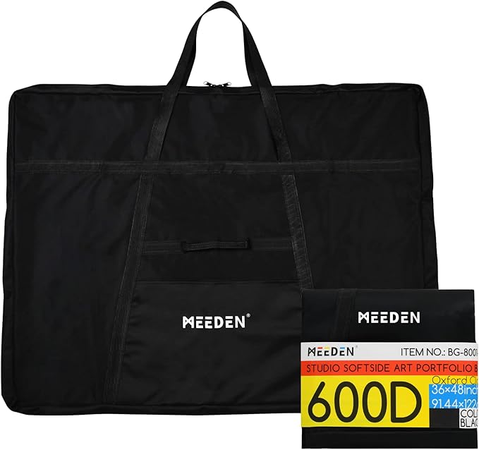 MEEDEN Soft Art Portfolio Bag: 36 x 48 Inch Black Art Canvas Portfolio Case - Waterproof 600D Oxford Carrying Storage Case for Artwork, Poster, Sketching, and Drawing