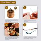 SHOP LC DELIVERING JOY Seed Bead Spinner for Bracelet Making Kit - Clay Beads Spinner with Big Eye Beading Needle and 3 Meter Long Thread Wooden Crafting Birthday Gifts for Womens - Teak Wood