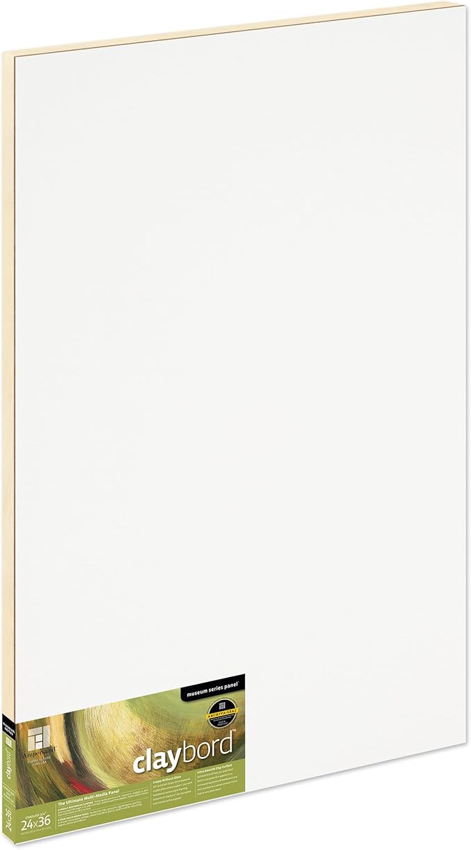Ampersand Art Supply Wood Painting Panel: Museum Series Claybord, 24" x 36", 3/4" Cradled Profile