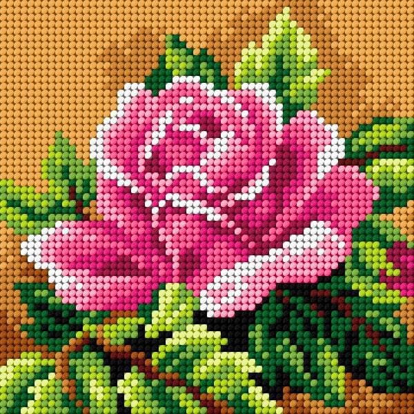 Wizardi Needlepoint Canvas for halfstitch Without Yarn Rose 2756D Orchidea