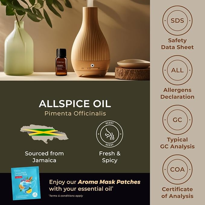 Gya Labs Allspice Essential Oil - 0.34 Fl Oz - for Hair, Skin, Diffuser, Aromatherapy & DIY Candle Making Scent