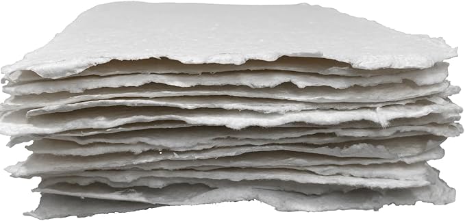 Wanderings Thick Handmade Watercolor Paper with Deckled Edge - 8"x8" - 500GSM Premium Painting Paper White Cold Press Watercolor Paper Textured Mixed Media Paper Made with Recycled Cotton - 15 Sheets