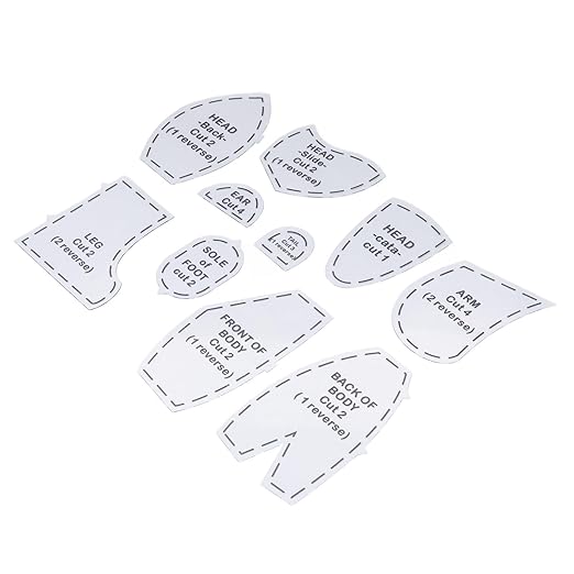 Memory Bear Sewing Pattern, 12 Inch DIY Doll Making Kit with Acrylic Template for Craft Lovers, Easy Sewing Project for Beginners