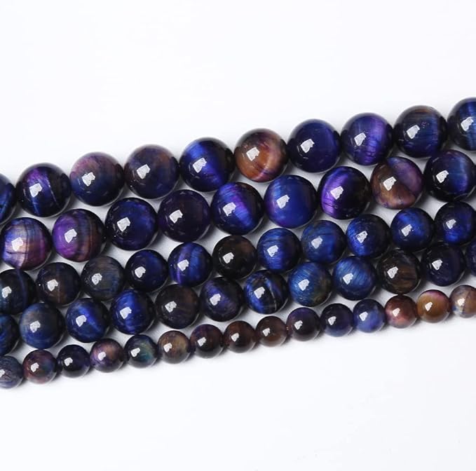 32pcs 12mm Natural Starry Sky Purple Tiger Eye Stone Beads Gemstone Round Loose Beads for Jewelry Making DIY Bracelet,Necklace