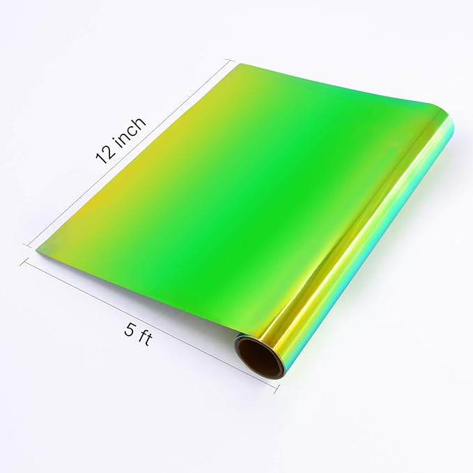 Holographic Opal Vinyl roll 12" x 5ft,Permanent Vinyl,SHOYISI Permanen Adhesive,for All Kinds of Cutting Machines(Opal Fluorescent Green)