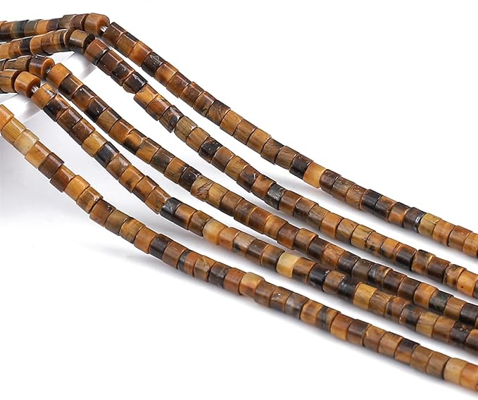 Natural Yellow Tiger Eye Spacer Beads Caps Flat Round Loose Beads for Beading Jewelry Making 3mmx2mm 38cm