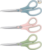 Scissors 8.5 Inch scissors all purpose Bulk Set of 3, Scissors for Office Home School Craft Supplies, Soft Comfort-Grip Right/Left Hand
