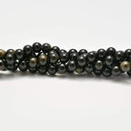 NCB 200pcs 4mm Loose Beads for Jewelry Making Natural Semi Precious Beads Round Smooth Gemstones Spacer Beads Charms for Necklaces Bracelets (Black Golden Obsidian, 4mm 200Beads)