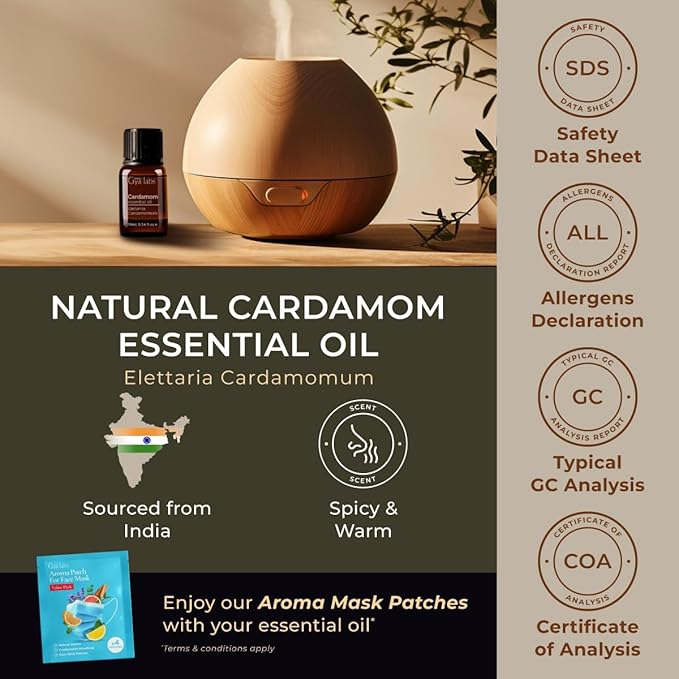 Gya Labs Cardamom Essential Oil - 0.34 Fl Oz - for Hair, Skin, Diffuser, Aromatherapy & DIY Candle Making Scent