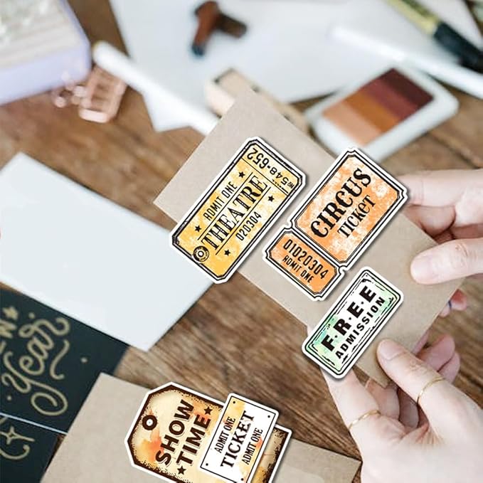 GLOBLELAND Tickets Clear Stamps for Cards Making Movie Ticket Clear Stamp Seals 5.83x8.27inch Transparent Stamps for DIY Scrapbooking Photo Album Journal Home Decoration