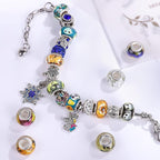 100 Pieces 14mm European Large Hole Spacer Beads Mix Color with Silver Brass Cores Assortments Charm Lampwork Beads Supplies for Necklace Bracelets Jewelry Making (Halloween Pattern)