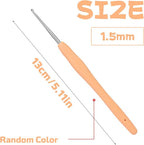 1.5 mm Crochet Hook, Ergonomic Handle for Arthritic Hands, Extra Long  Knitting Needles for Beginners and Crocheting Yarn (1.5 mm)