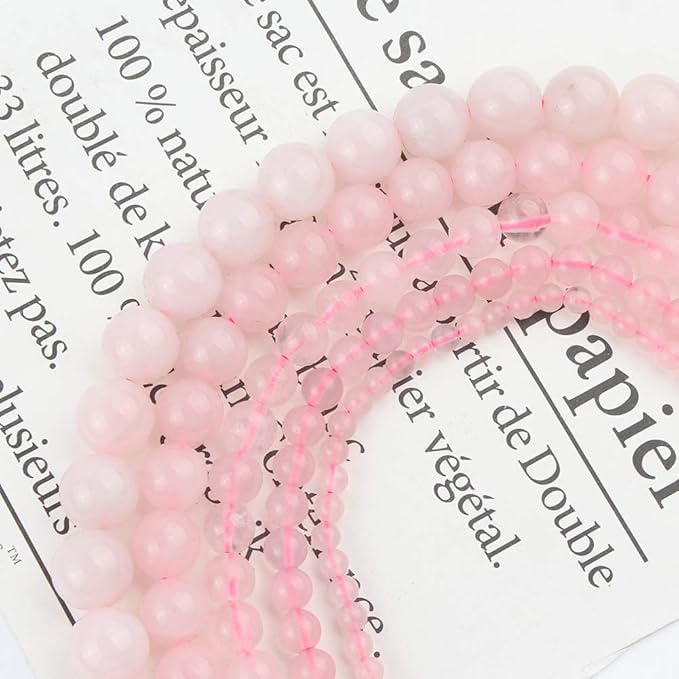 60pcs 6mm Natural Stone Beads Rose Quartz Beads Crystal Gemstone for Jewelry Making, DIY Bracelet Necklace