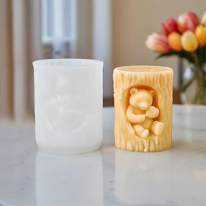 Tree Bear Candle Mold - Animal & Bear Resin Casting Molds, Silicone Clay Jewelry Molds, Candle Making Craft Supplies