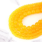 Natural Genuine Stones DIY Tiger Eye Round Spacers 8mm 100pcs Beading Loose Gemstone Hole Size 1mm Charm Smooth Beads for Bracelets Necklaces Earrings (Yellow Jade 8mm)