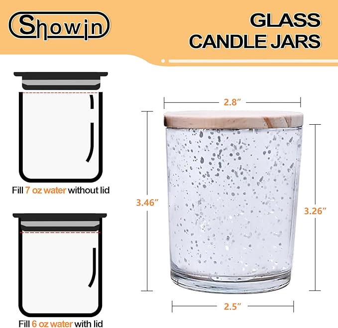 Thick Candle Jars for Making Candles 16 Pcs, 7 OZ Empty Jars with Wood Lids for Candle Making, Sample Container, Silver
