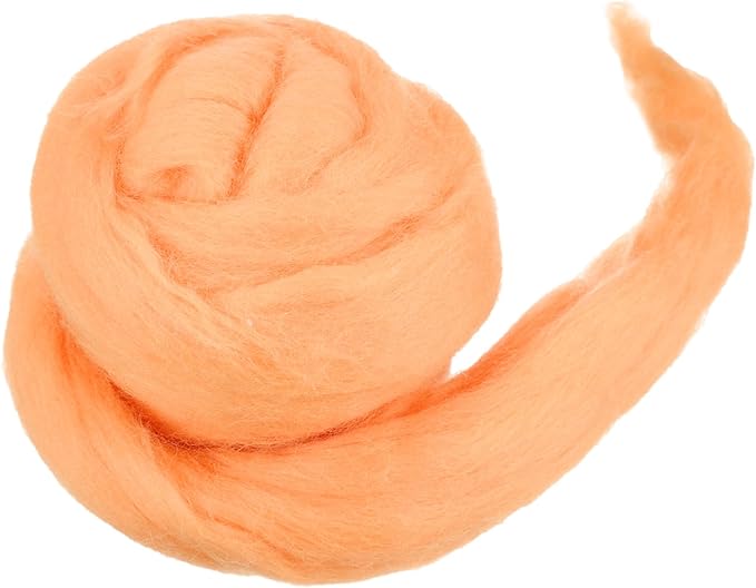 MECCANIXITY Wool Roving Yarn Soft Felting Wool 50g/1.76oz Pure Chunky Roving Yarn for Needle Felting Knitting Blanket Spinning Weaving Art DIY Craft Light Orange