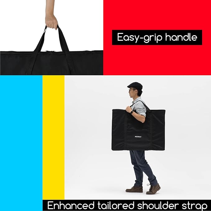 MEEDEN Soft Art Portfolio Bag: 23 x 31 Inch Black Art Canvas Portfolio Case - Waterproof 600D Oxford Carrying Storage Case for Artwork, Poster, Sketching, and Drawing