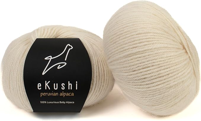 100% Baby Alpaca Yarn for Knitting & Crocheting - Set of 2 Skeins of Premium Yarn DK - Lightweight, Hypoallergenic & Thermal Peru Made - Ideal for Delicate Projects (N010 - Natural White)