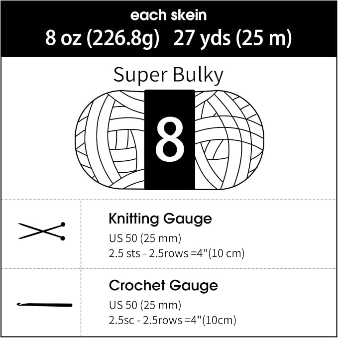 HOMBYS 8 Pack Assorted Chunky Yarn for Crocheting,Super Bulky Large Soft Fluffy Yarn,Plush Fuzzy Yarn,Thick Chenille Yarn for Hand Knitting/Arm Knitting,4 Dark Grey & 4 Grey(27yds,8 oz Each Skein)