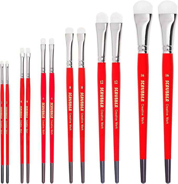 Creative Mark Scrubber Watercolor Brush Original 12 Piece Set - #2, #4, #6, #8, #12, & #16