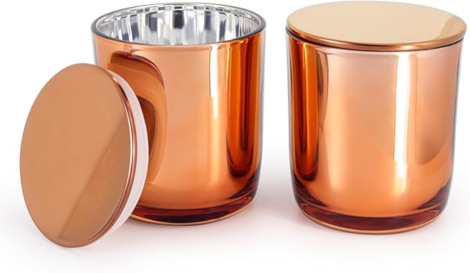 Aroparc Bulk Candle Jars with Lids, 10oz Elegant Candle Container for Candle Making 12 Pack Empty Candle Holder with Metal Lids Tumbler Jar Candle Tins Candle Making Supplies (Rose Gold)