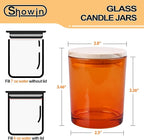 SHOWIN Thick Candle Jars for Making Candles 12 Pcs, 7 OZ Empty Jars with Wood Lids for Candle Making, Sample Container, Clear Orange