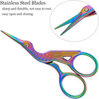 BIHRTC Rainbow Embroidery Small Precision Stainless Steel Scissors with Leather Cover DIY Tools Shears for Crochet Sewing Crafting Art Work Threading Needlework Knitting