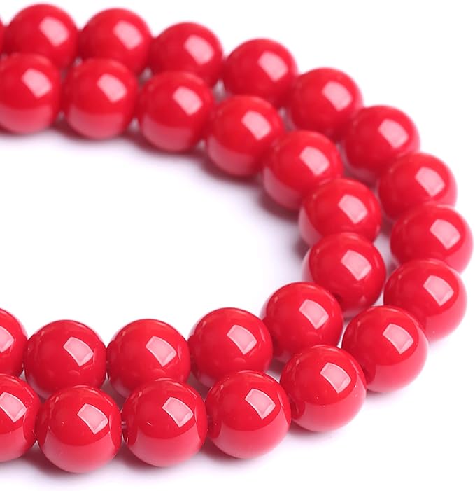 12MM 32PCS Red Glass Round Spacer Loose Beads for Jewelry Making 15 inches DIY Bracelet Necklace
