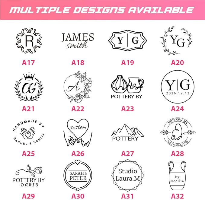ORYG Custom Pottery Stamp - Personalized Pottery Stamp with Exclusive Logo Designs - The Ideal Gift for Ceramic Artists and DIY Craft Enthusiasts