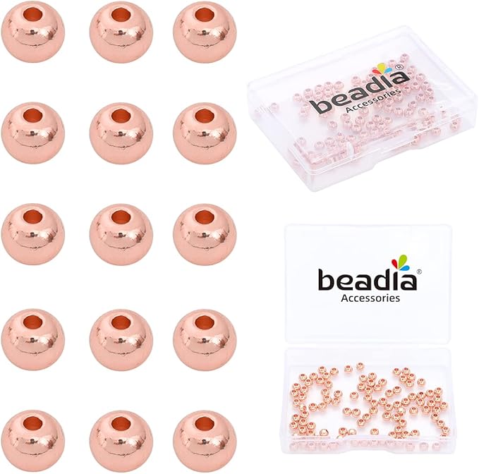 Rose Gold Plated Round Spacer Beads 4mm 100pcs for Jewelry Making Findings Non Tarnish