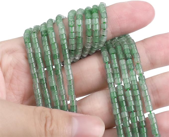 Natural Green Aventurine Spacer Beads Caps Flat Round Loose Beads for Beading Jewelry Making 3mmx2mm 38cm