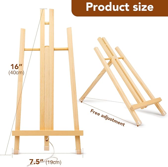 AROIC 15In Wood Easels, Easel Stand for Painting Canvases, Tripod Art Easel, Painting Party Easel, Kids Student Tabletop Easels for Painting, Portable Canvas Photo Picture Sign Holder （16PCS）
