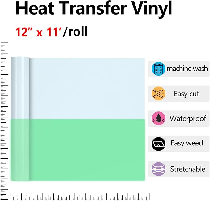Glow in The Dark HTV Heat Transfer Vinyl Rolls - 12 Inches x 11 Feet HTV Vinyl, Luminous Iron on Vinyl for Silhouette Cameo - Easy to Cut & Weed for Heat Vinyl Design (11Ft, Z2-Luminous Blue)