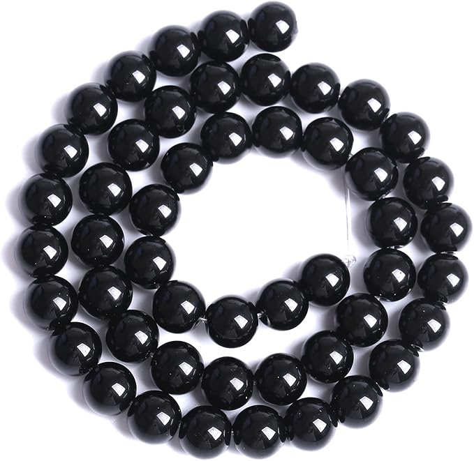 4mm 93pcs Natural Black Agates Onyx Stone Beads Smooth Round Loose Spacer Beads for Jewelry Making DIY Bracelets 15" (Black Agate, 4mm)