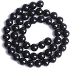 Natural Black Agates Onyx Stone Beads Smooth Round Loose Spacer Beads for Jewelry Making DIY Bracelets 12mm 34pcs 15"(Black Agate, 12mm)