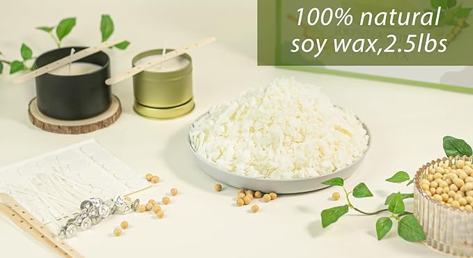 Candle Making Kit with Soy Wax Flakes, 2.5lb Candle Wax, 101oz Pouring Pitcher, Candle Wicks, Stickers, Centering Devices, Vegan Cruelty Free