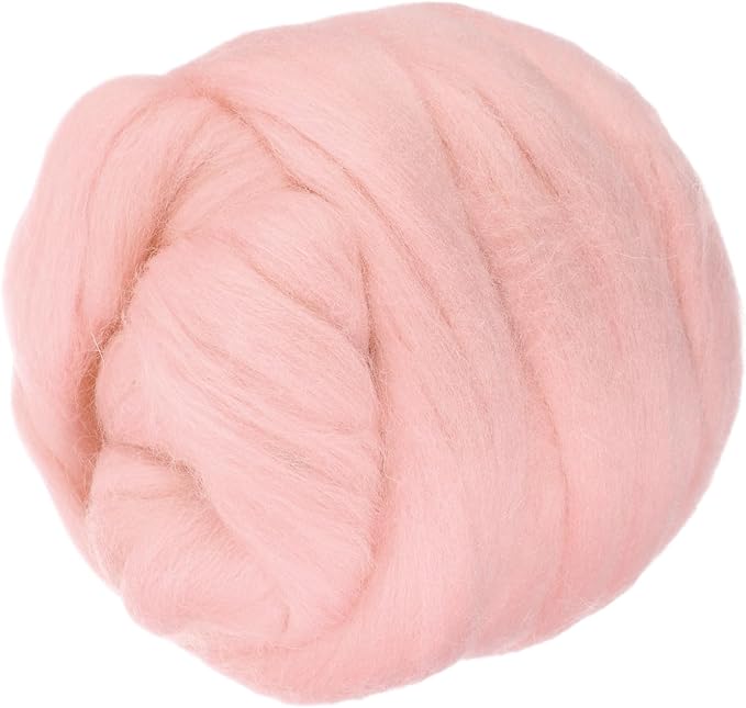 PATIKIL Wool Roving Yarn, 150G/5.3OZ Soft Felting Wool Pure Chunky Roving Yarn Bulk for Needle Felting Knitting Blanket Spinning Weaving DIY Craft, Light Pink
