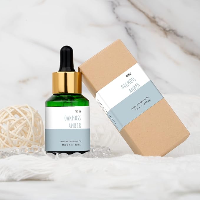 Oakmoss Amber Fragrance Oil, MitFlor Single Scented Oil, Large Size Premium Grade Fragrance Oil for Diffuser, Soap & Candle Making Scent, Aromatherapy Oil, Natural Woody Scent for Home Fragrance, 30ml