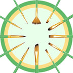 Transon Art Painting Brush Assorted Set of 12 for Acrylic Watercolor Gouache Hobby Painting Green